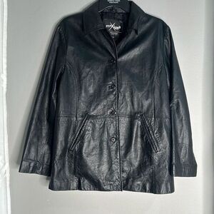Maxima Wilson's leather 90s button up leather‎ jacket woman's size large